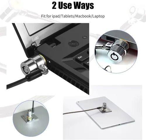 Miniatura 5 de Candado para laptop, cable de bloqueo de seguridad con llaves y placa de anclaje, bloqueo antirrobo para electrónica de negocios, monitores