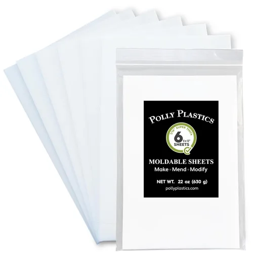 Polly Plastics Hojas de plástico moldeables por calor, 8 x 12 x 1/16 pulgadas, fabricadas en los Estados Unidos, para cosplay, manualidades y