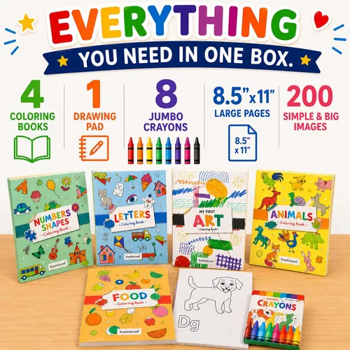 Miniatura 2 de TOYVENTIVE Libros para colorear y crayones para niños pequeños, juguetes y regalos de cumpleaños para niñas de 1 +, 2, 3, 4 años, niños pequeños
