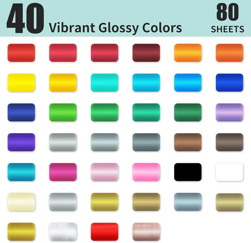Miniatura 2 de Lya 55 hojas de vinilo adhesivo permanente en varios colores 40 brillante y 40 mate