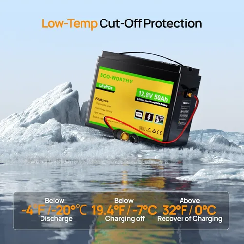 Miniatura 7 de ECO-WORTHY Batería de litio LiFePO4 de 12V 50Ah con interfaz XT60, Bluetooth 5.0, protección a baja temperatura, se conecta al inversor de energía