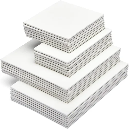 Miniatura 6 de KINGART 833-28 Paneles de lienzo estirados, 100% algodón, triple imprimado, para acrílico, óleo y medios mixtos, blanco, mini surtido, paquete de 28