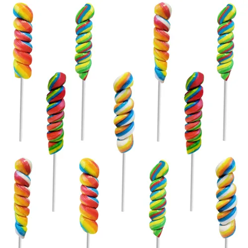 The Dreidel Company Paleta Rainbow Twist, sabor a fruta mixta, envuelta individualmente, ventosa de 3 pulgadas (paquete de 12)