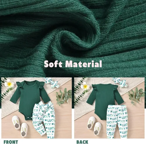Miniatura 66 de Aalizzwell Conjunto de mameluco acanalado para bebé recién nacido prematuro para otoño e invierno