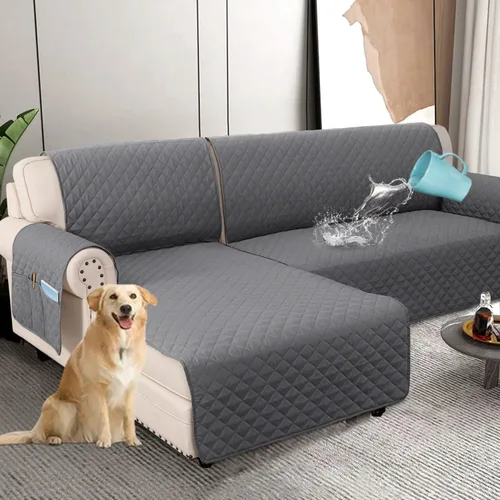 Miniatura 9 de H.VERSAILTEX Fundas de Sofá Seccional 100% Impermeables de 2 Piezas Fundas de Sofá en Forma de L Lavables para Perros Antideslizantes