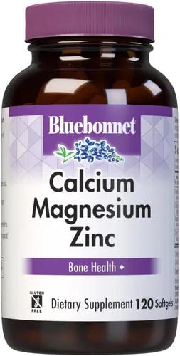 Bluebonnet Nutrición Calcio Magnesio Zinc Plus Vitamina D3, 1000 mg de Calcio, 500 mg de Magnesio y 15 mg de Zinc, 400UI de Vitamina D3, Para Huesos