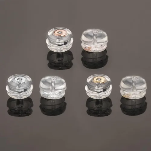Miniatura 5 de 3 pares de respaldos de arete de silicona tricolor de repuesto Cómodos respaldos de arete de goma para tachuelas Respaldos de arete planos