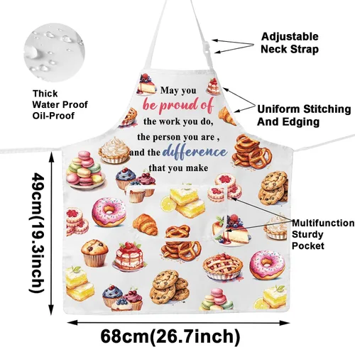 Miniatura 2 de JNIAP Delantal de chef pastelero - Regalos para amantes de los postres - Delantal para hornear con postres