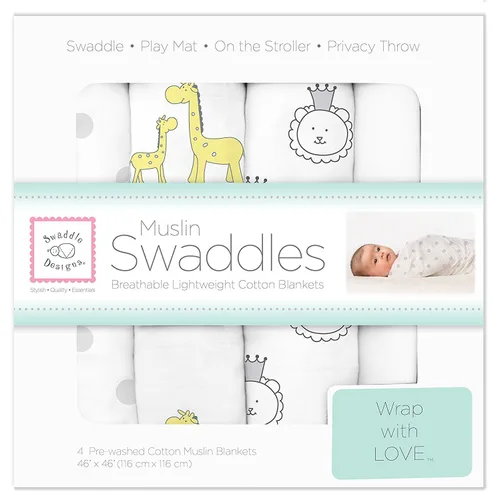 Miniatura 18 de SwaddleDesigns Juego de 4 mantas de muselina de algodón para bebé, niño y niña, mantas neutras para recién nacido, registro de bebé y regalo, 46 x