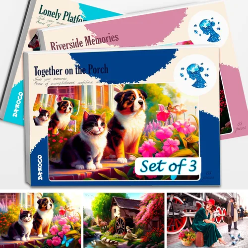 Miniatura 9 de QUOKKA Rompecabezas de demencia de 63 piezas para ancianos - Productos de actividades de piezas grandes para personas mayores - 3 juegos de Riverside