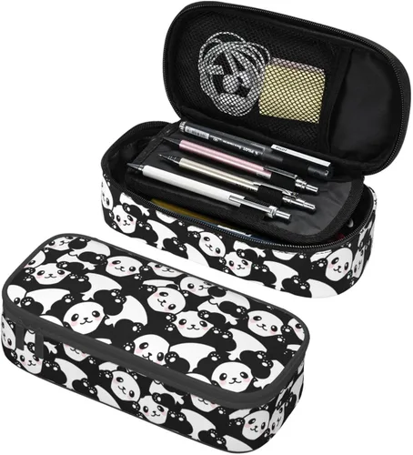Miniatura 21 de Estuche organizador de lápices con patrón de gato negro, gran capacidad, papelería con cremallera, suministros escolares, bolsa para lápices
