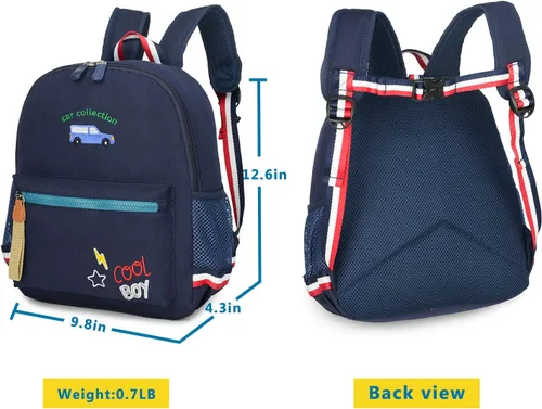 Miniatura 2 de willikiva Cartoon Bus 12 - Mochila de jardín de infantes para niños y niñas, mochila impermeable para niños preescolares con correa y arnés de Azul