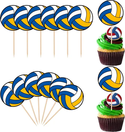 Miniatura 16 de Rsstarxi Paquete de 40 adornos de béisbol para cupcakes con temática de pelota deportiva, para decoración de pasteles de baby shower, temática