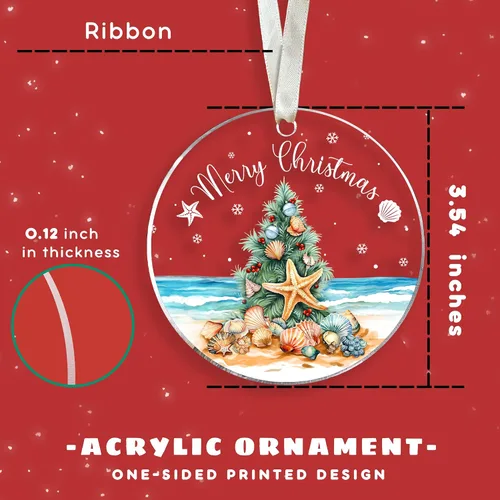 Miniatura 2 de SUCHAGIFT Adornos Navideños de Playa, Adornos Navideños Tropicales Costeros - Adorno Navideño de Florida y Hawái - Regalos de Playa para Mujeres