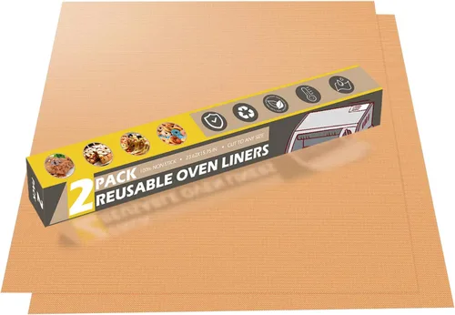 Miniatura 12 de Meegoo Revestimientos de horno para la parte inferior del horno, paquete de 4 forros grandes antiadherentes para horno, tapete de horno para la Negro