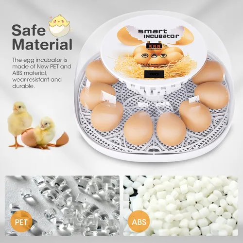 Miniatura 5 de Incubadoras para incubar huevos, incubadora de 12 huevos con giro automático y control de temperatura, adición automática de agua, candelero LED