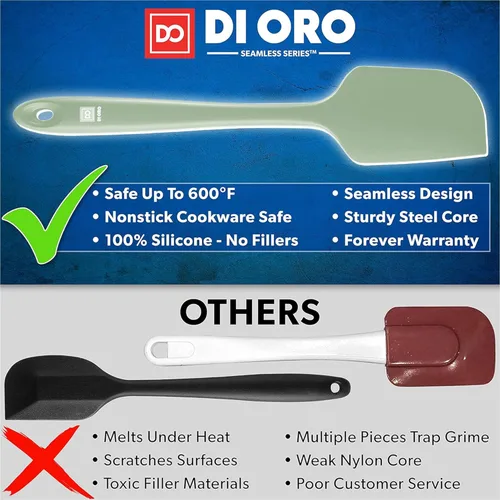 Miniatura 2 de di Oro Living Juego de espátulas de silicona - Espátulas de goma para la cocina para hornear, cocinar, mezclar - Espátulas rallador de silicona