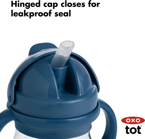 Miniatura 2 de OXO Tot Transitions Vaso con Pajita con Asas 6 oz - Azul Marino - Paquete de 2