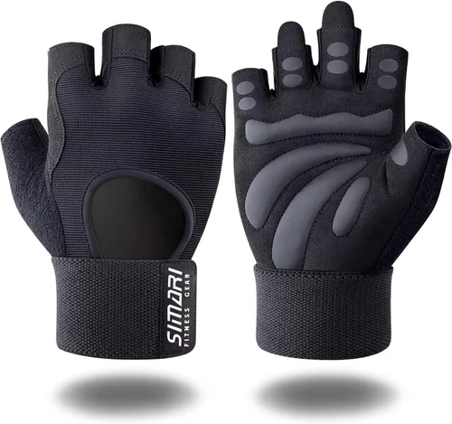 SIMARI Guantes de entrenamiento transpirables para hombres y mujeres, guantes acolchados para levantamiento de pesas con gran agarre, protección