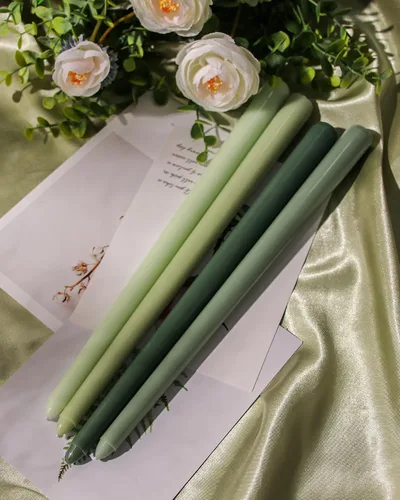 Miniatura 6 de Viyffo Paquete de 4 velas cónicas verdes de 12 pulgadas, sin perfume, sin humo, largas y altas para candelabros, boda, decoración del hogar, cena