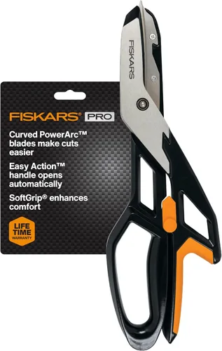Miniatura 9 de Tijeras de Taller Fiskars Pro PowerArc, Tijeras de Acero Inoxidable Resistentes, Herramienta de Grado Industrial para Edificación y Construcción, 10