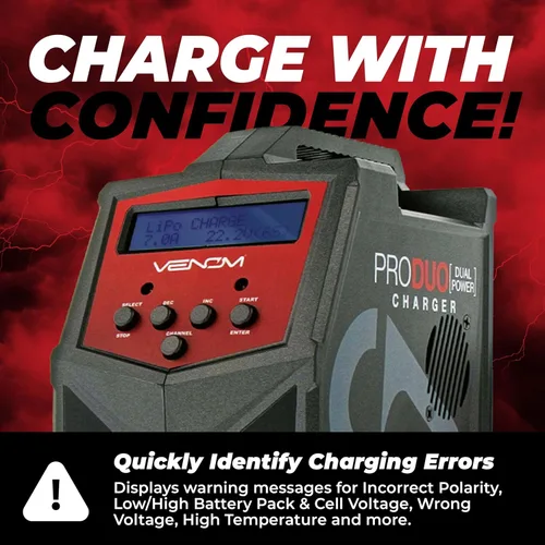 Miniatura 7 de Venom Power Pro Duo LiPo Battery Charger - LCD Screen, Charging Leads - Balance Charger & Discharger for LiPo, LiHV, Li-Ion, Life, NiMH, NiCD, Pb