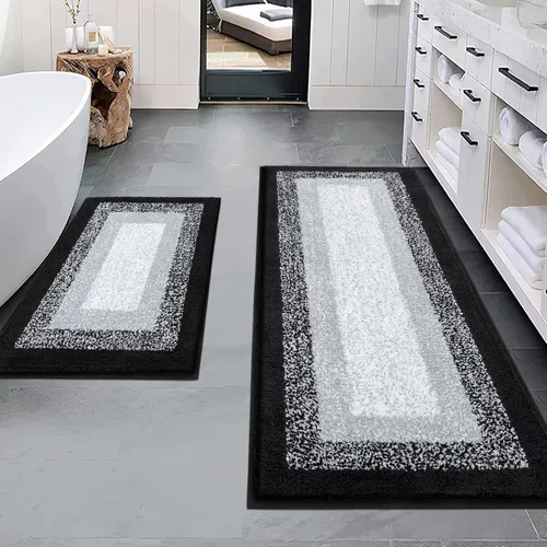 Miniatura 19 de Juegos de alfombras de baño de 3 piezas, alfombras de baño antideslizantes absorbentes, alfombras de baño de felpa extra suaves y esponjosas