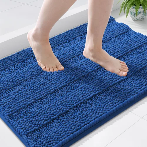 Miniatura 119 de Grandaily Alfombras de baño de felpilla a rayas de 24 x 16 pulgadas, extra gruesas y suaves, absorbentes, parte trasera de goma, alfombra de ducha