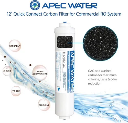 Miniatura 2 de APEC FI-CAB12-QC - Post-filtro de carbono en línea de grado comercial de 12 pulgadas con salida de 3/8 pulgadas para sistema de filtro de agua