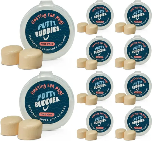 Miniatura 7 de PUTTY BUDDIES, paquete de 10 pares de tapones para oídos flotantes, tapones para oídos de silicona suave para natación y baño, inventados por un
