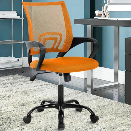 Miniatura 8 de Silla de oficina ergonómica, silla de escritorio de malla con respaldo medio con soporte lumbar y reposabrazos, transpirable, sillas ejecutivas