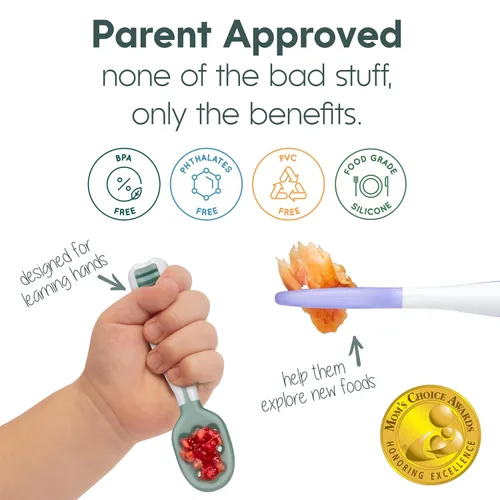 Miniatura 7 de Juego de cucharas para bebé NumNum, cucharas pre-silicona GOOtensils para niños de 6+ meses - Primera etapa, destete guiado por el bebé (BLW)