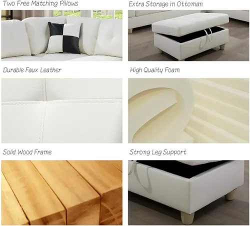 Miniatura 5 de Juego de sofá modular F091-F094 Crema Blanco