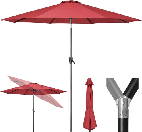 Miniatura 8 de Tempera Patio Market - Sombrilla de mesa para exteriores con botón de inclinación y manivela, sombrilla grande con poste resistente y toldo Ladrillo