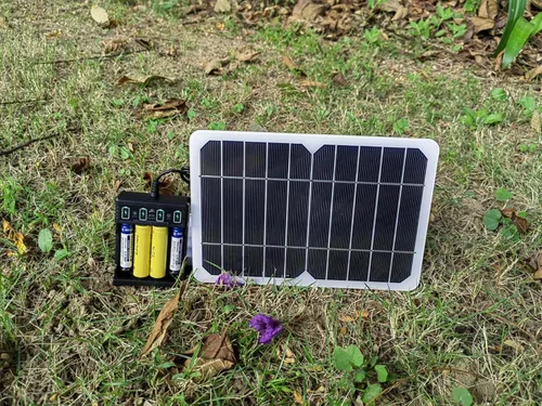 Miniatura 2 de HUI YINGC Cargador de energía solar con panel solar portátil de 5 vatios para baterías recargables de 1.2 V AA y AAA para el hogar, con panel solar