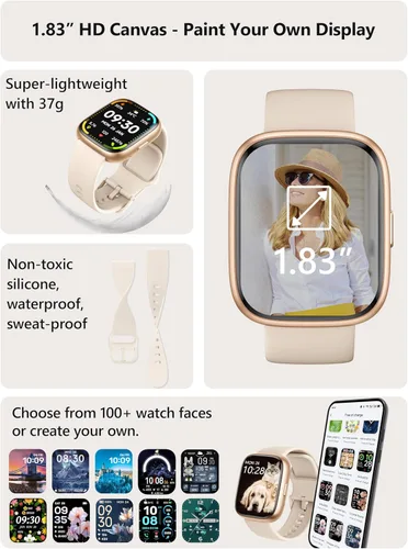 Miniatura 3 de Reloj inteligente para mujer y hombre Android y iPhone [2 bandas, caja de 44mm], Alexa incorporado, reloj inteligente de 1.83" para hacer/responder