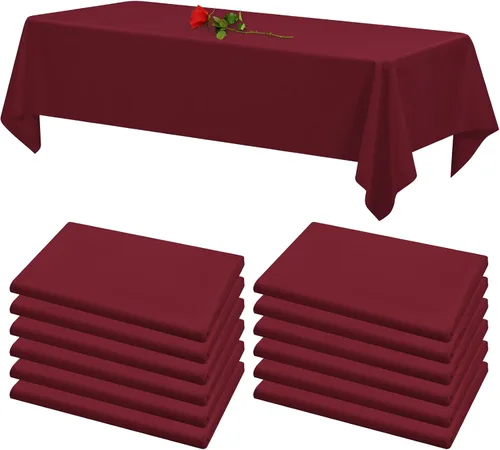 Miniatura 12 de 12 paquetes de manteles blancos, 52 x 52 pulgadas, manteles lavables de poliéster resistentes a manchas y arrugas para mesas cuadradas, mantel