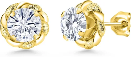 Miniatura 9 de Gem Stone King Aretes de plata de ley 925 de 0.236 in con piedra natal redonda para mujer