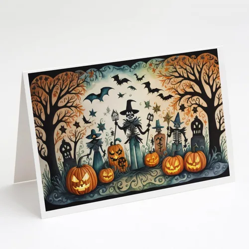 Miniatura 52 de Caroline's Treasures DAC2223GCA7P - Tarjetas de felicitación y sobres de Halloween espeluznantes de gato negro, paquete de 8 tarjetas en blanco