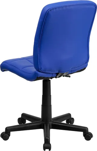 Miniatura 5 de Flash Furniture - Silla giratoria de respaldo medio de vinilo, acolchada, color negro Azul