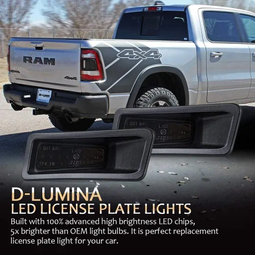 Miniatura 6 de D-Lumina Conjunto de luces LED para placas de coche con lente ahumada compatible con Dodge Ram 1500 2019 2020 2021 2022 2023, luces de etiqueta