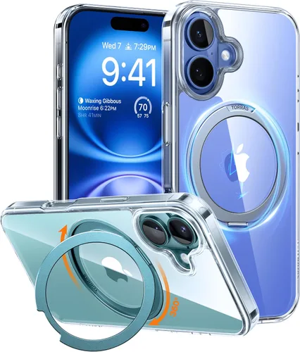 Miniatura 9 de TORRAS Funda con soporte giratorio de 360° para iPhone 15/iPhone 14, compatible con MagSafe, soporte de anillo magnético