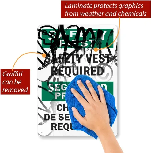 Miniatura 2 de SmartSign - Señal bilingüe S-9780-AL-14 "Safety First - Safety Vest Required" Aluminio de 10" x 14