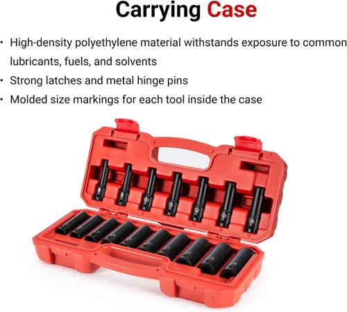 Miniatura 6 de TEKTON Juego de dados de impacto de 12 puntos de 1/2 pulgada de profundidad con funda, 17 piezas (0.315-0.945 in) SID92339