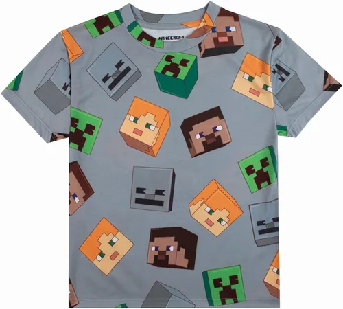 Miniatura 2 de Minecraft Creepers and Personacter Heads - Camisetas de manga corta con cuello redondo y manga corta, paquete de 4 camisetas para niño