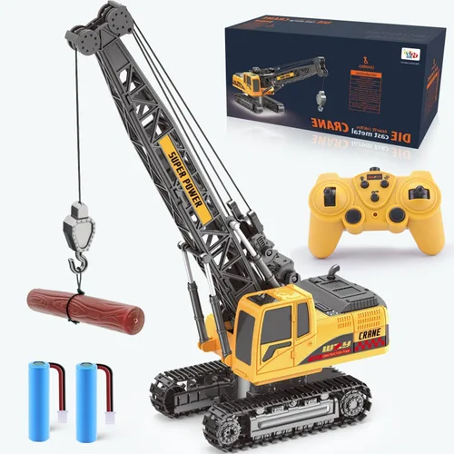 Miniatura 12 de Jiakora - Camión volquete con control remoto para niños, vehículo de construcción RC de 2.4GHz con luces LED, función de volcado de 45°, 2