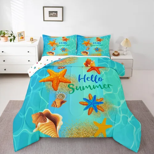 Miniatura 35 de Erosebridal Juego de edredón de sirena para niños, tamaño matrimonial, para niñas, ropa de cama de sirena brillante azul y rosa, juego de ropa