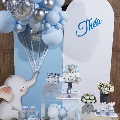 Miniatura 7 de 32 piezas de decoración de pastel de elefante con mini elefante, bolas de perlas azules y blancas para suministros de cumpleaños con temática