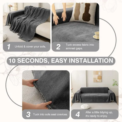 Miniatura 102 de STACYPIK Funda de sofá gris impermeable para perros, funda de sofá antideslizante para sofá de 3 cojines, funda seccional lavable para forma de L