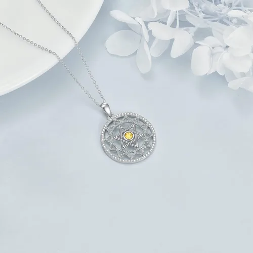 Miniatura 30 de YFN Collar de estrella de David de plata de ley, concha de abulón, árbol de la vida, joyería judía, regalos para mujeres y hombres